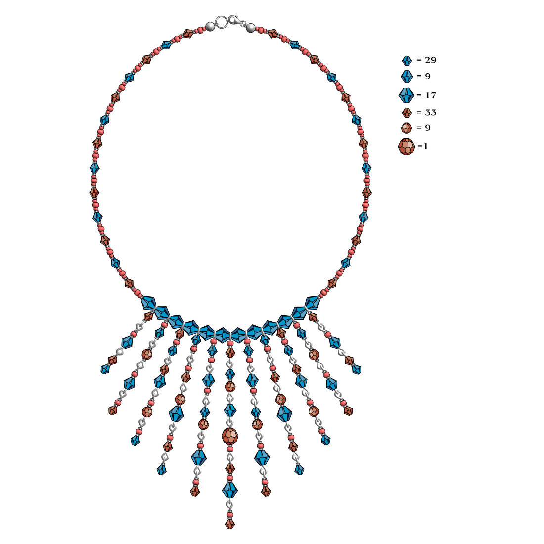 Crystal Cascade Necklace Layout